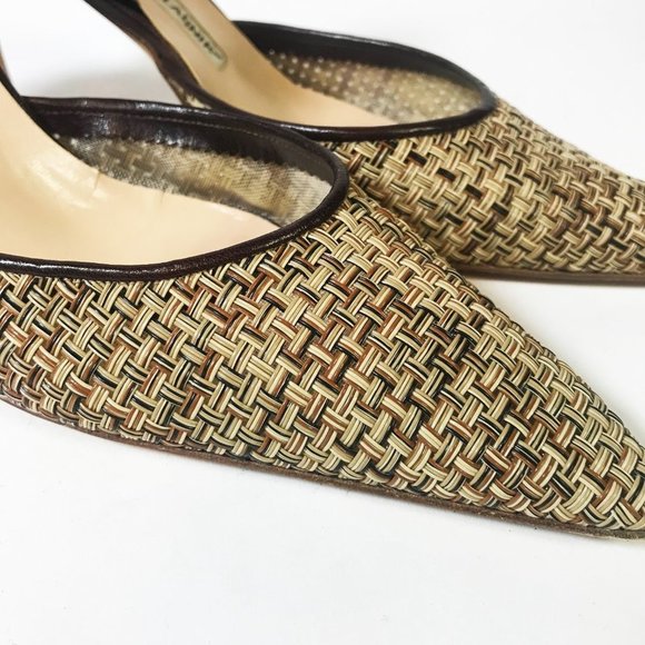 Manolo Blahnik Woven CAROLYNE Slingback Size 40.5 - Picture 2 of 7